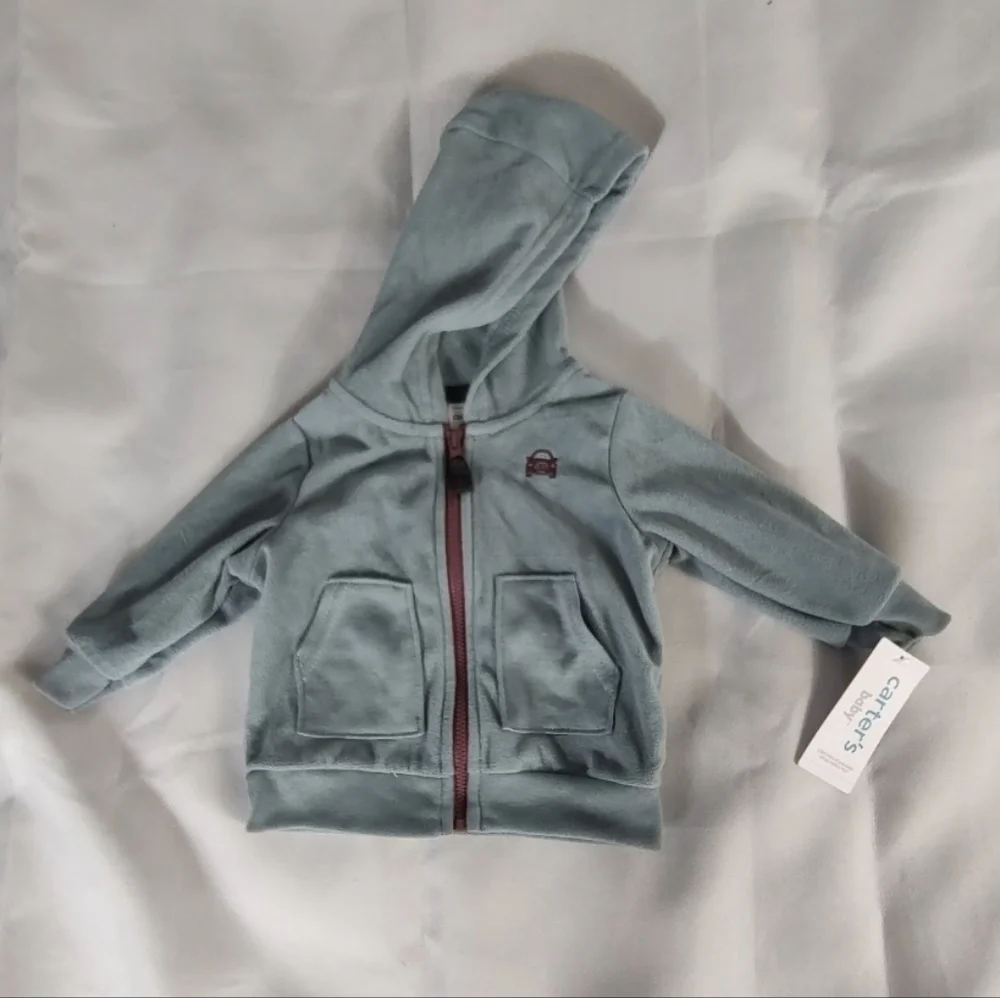 Carter's Sage Blue Kids Hoodie Zip Up Jacket 6M NWT